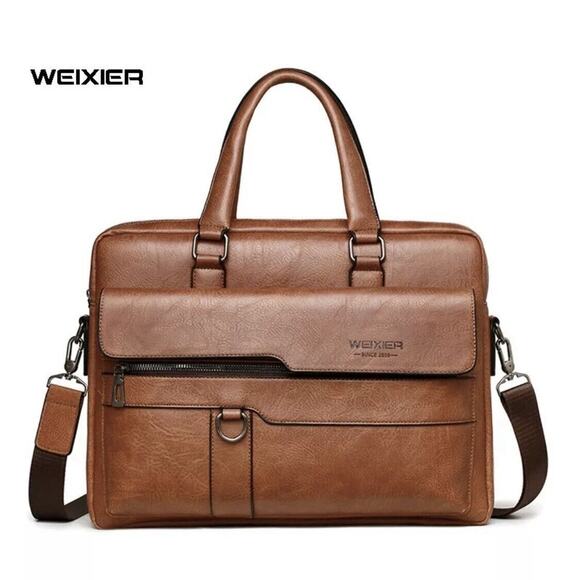 NWOT Weixier Men’s Unisex Brown Bag Shoulder/Crossbody/Messenger Bag Leather - Picture 8 of 8